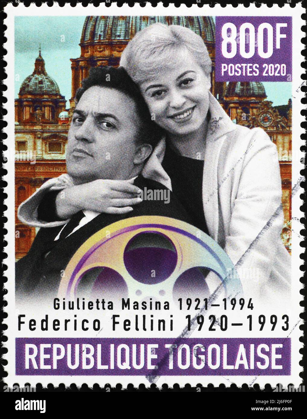 Federico Fellini et Giulietta Masina sur timbre-poste Banque D'Images