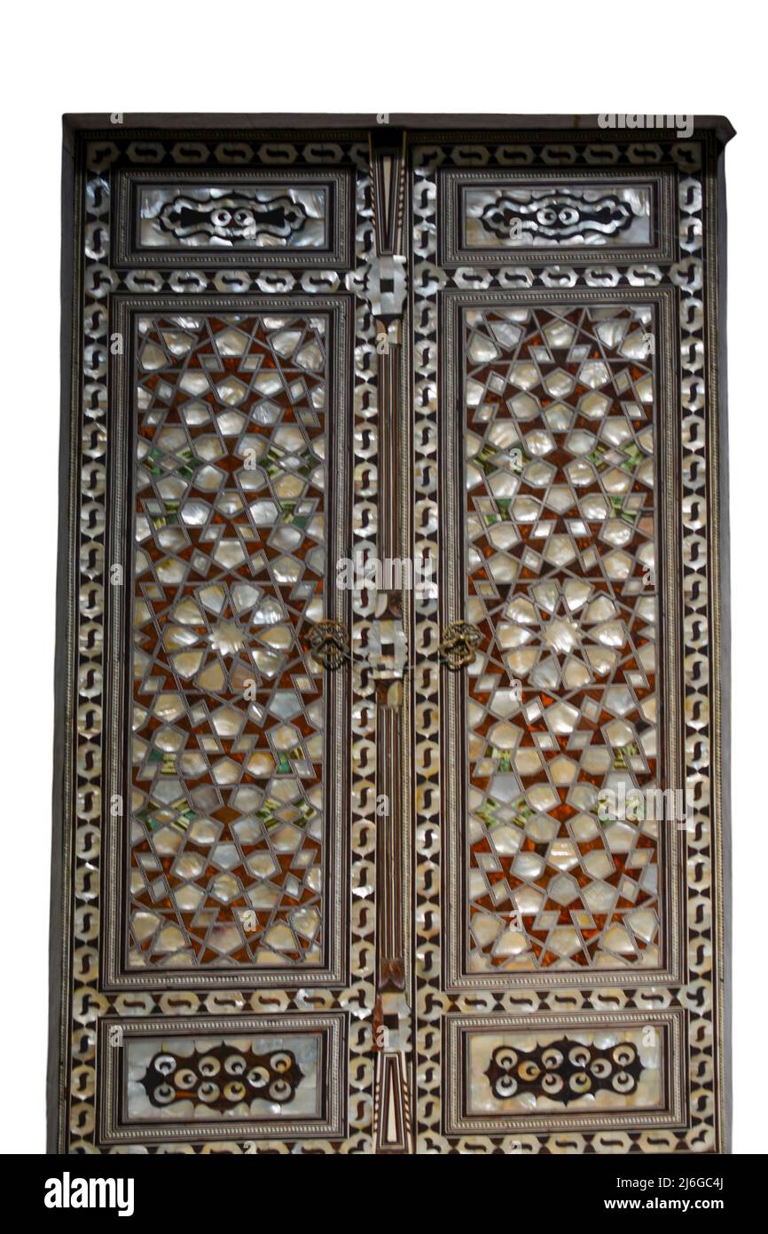 Art ottoman exemple d'incrustations de la mère de la perle sur une porte Banque D'Images