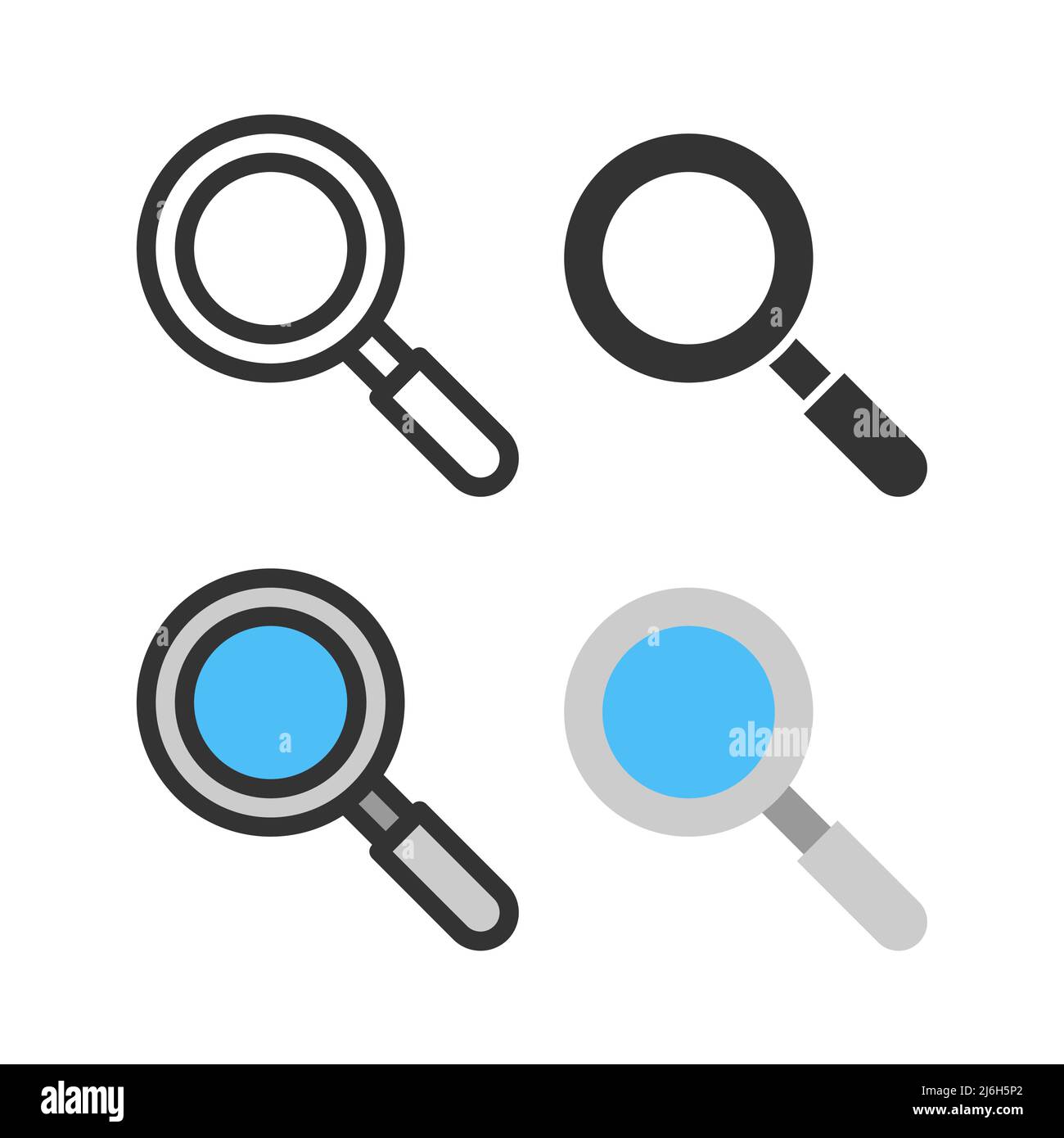 Loupe, laboratoire de sciences de la chimie coloré vecteur icône ensemble avec contour Illustration de Vecteur