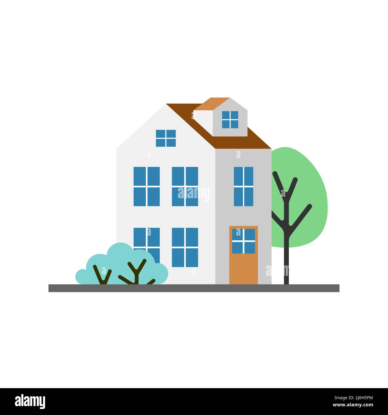 Petite maison blanche, illustration d'icône vectorielle isolée Illustration de Vecteur
