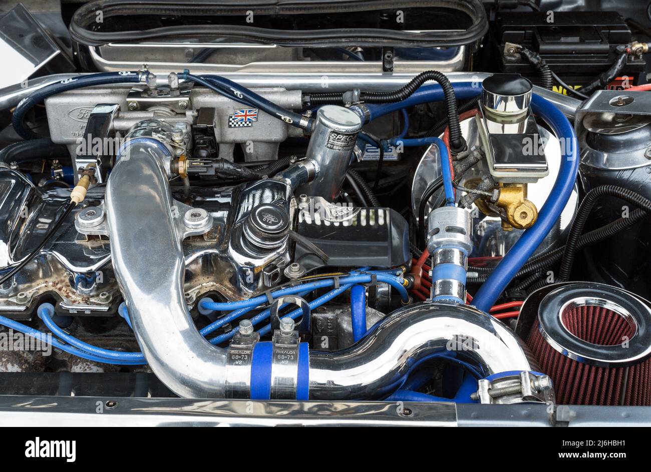 Moteur Ford Escort RS Turbo. Elland Road Engine House Classic car Show 2022. Banque D'Images