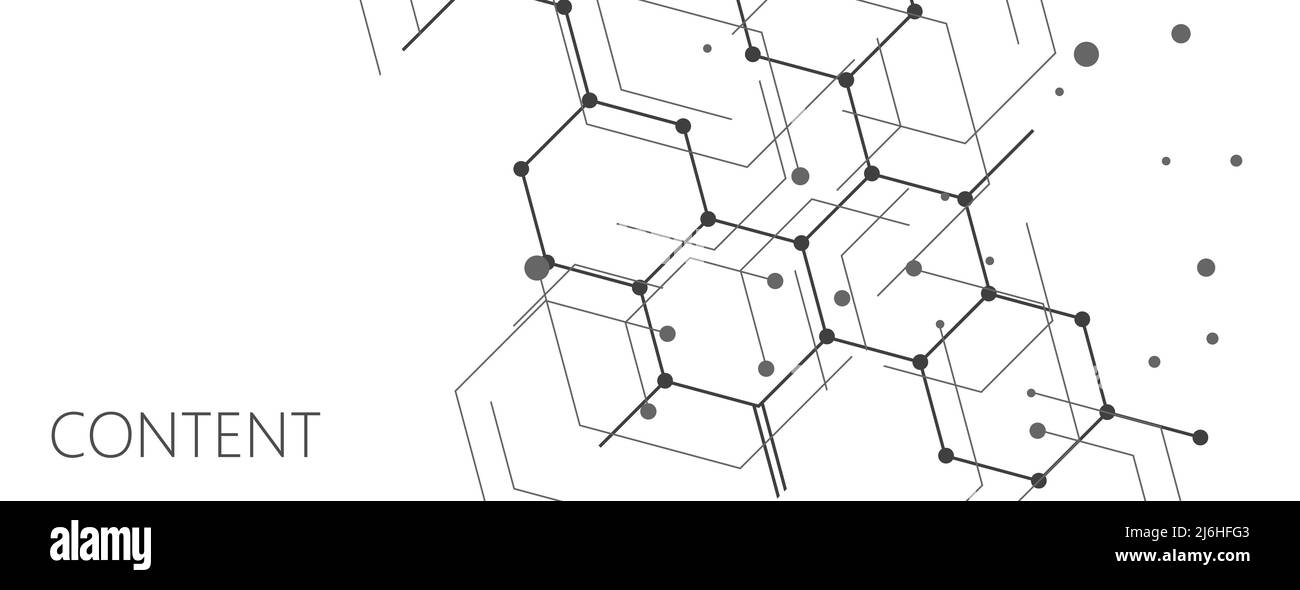Motif de lignes et de points géométriques. Arrière-plan moderne des hexagons et des cellules. Illustration du vecteur de connexion Illustration de Vecteur