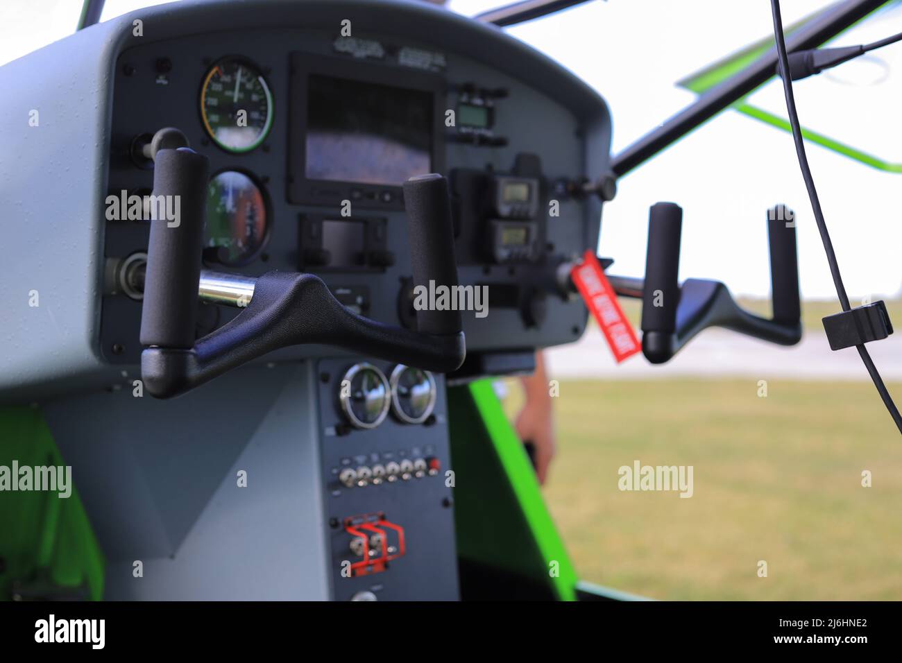 À l'intérieur du cockpit d'un avion de propulsion privé Aeroprakt Banque D'Images