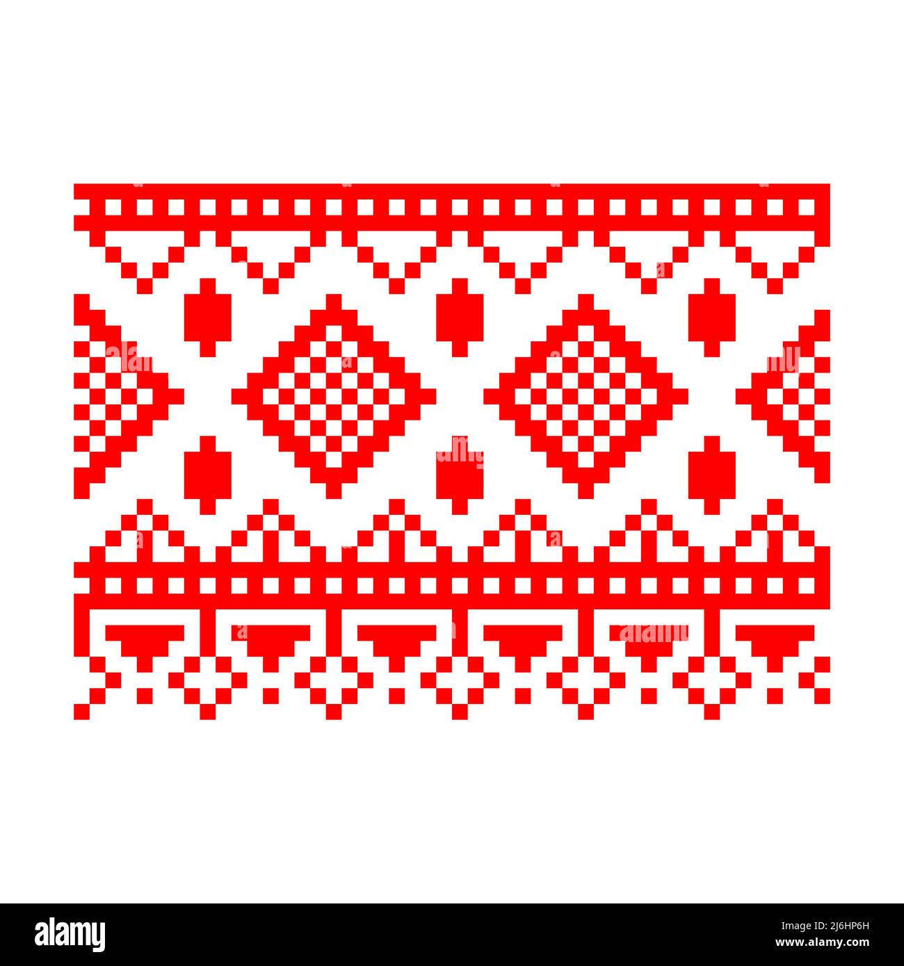 Motif pixellisé Vyshyvanka traditionnel ukrainien sans couture motif slave ornement Illustration de Vecteur