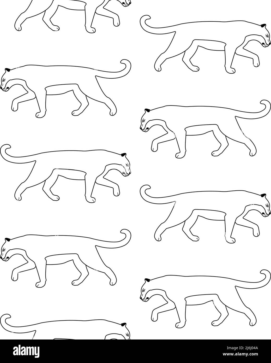 Motif vectoriel sans couture de lioness de contour plat isolé sur fond blanc Illustration de Vecteur