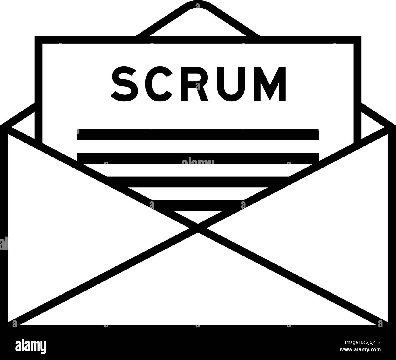 Enveloppe et lettre avec mot scrum comme titre Illustration de Vecteur