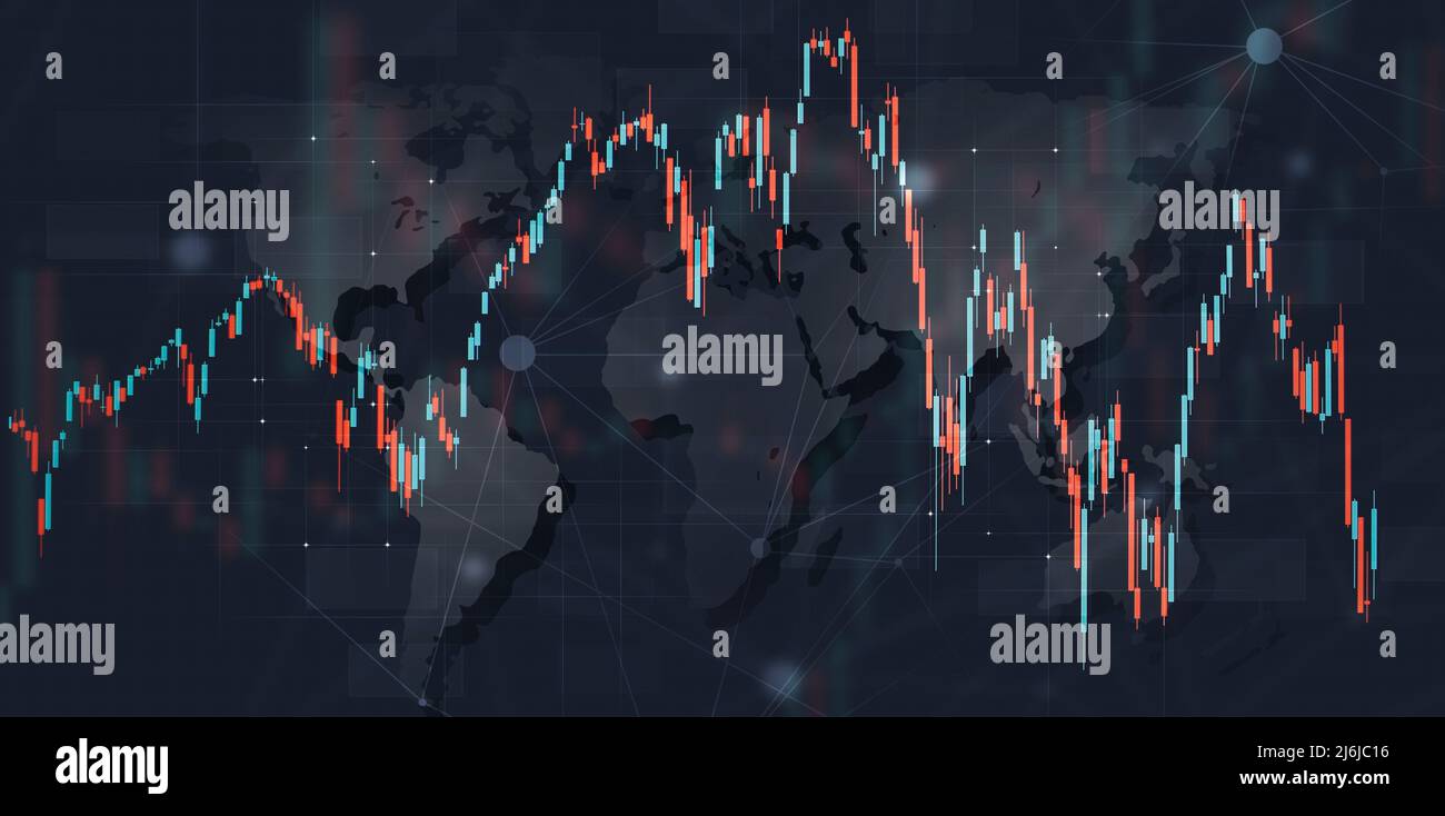 bougies de marché boursier d'affaires. commerce de finances numériques arrière-plan de barres rouges et vertes Banque D'Images