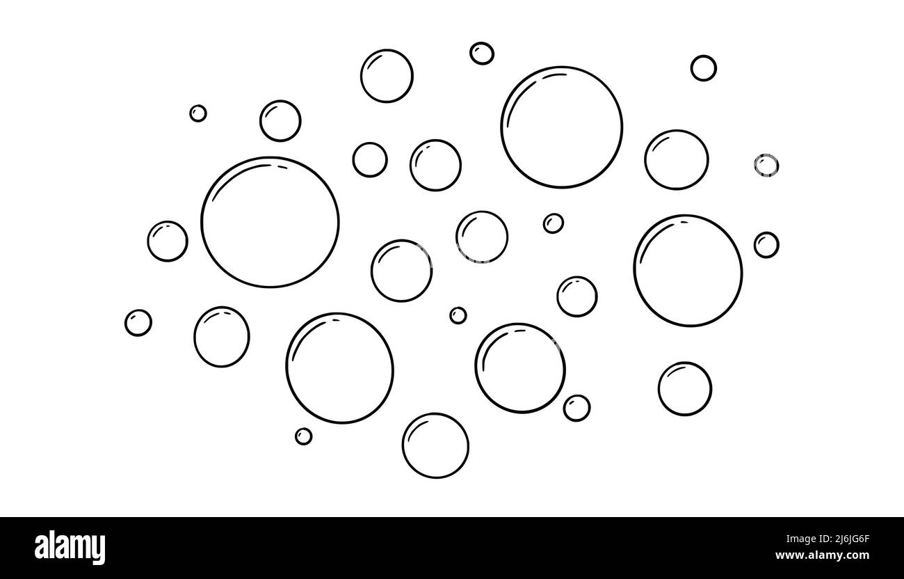 Bulle d'eau. Lignes dessinées à la main style esquisse bulle étincelante. Illustration du vecteur isolé de la goutte d'eau. Illustration de Vecteur