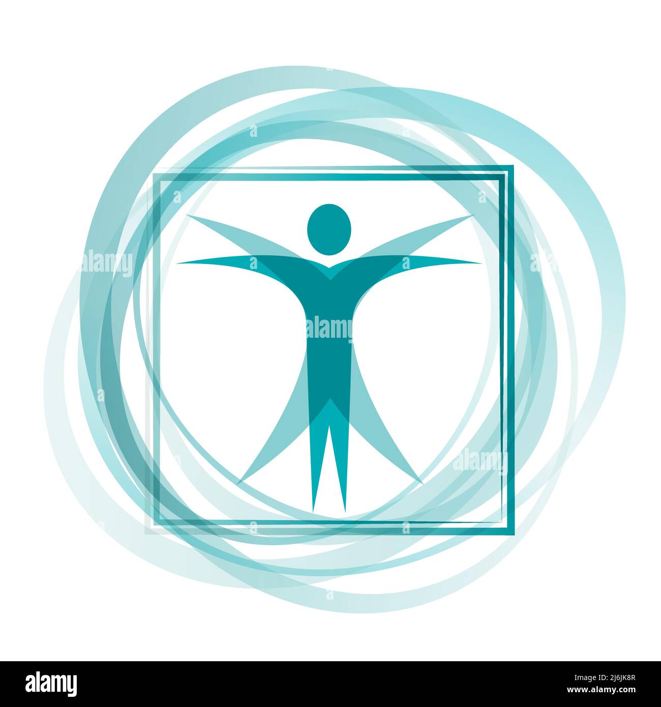 L'Homme de Vitruvian de Leonardo da Vinci sous une forme abstraite et moderne, forme dynamique. Motif vectoriel Illustration de Vecteur