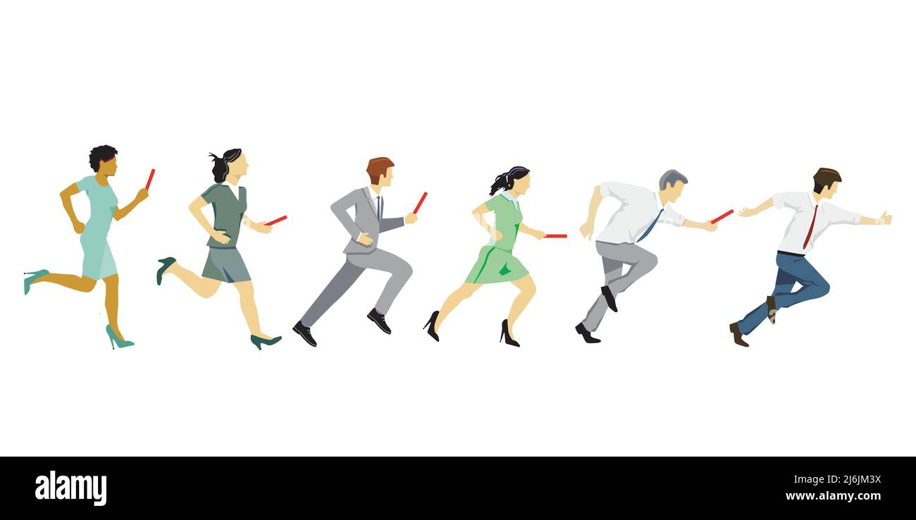 Course de relais d'affaires en équipe, iillustré isolé Illustration de Vecteur