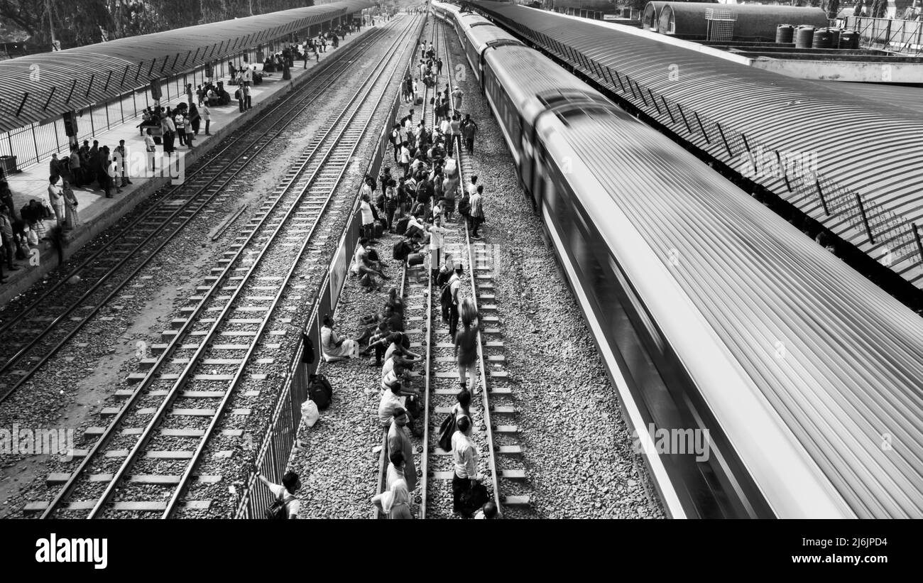 Voyagez en train pour célébrer le plus grand festival religieux Eid-UL-Fitr. Banque D'Images