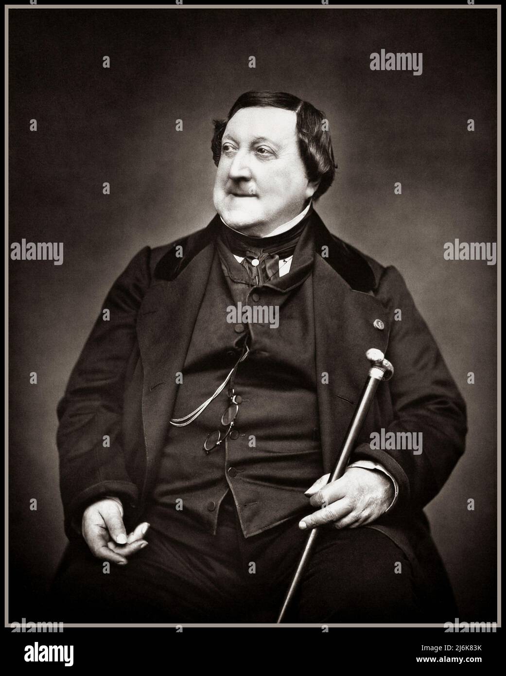 ROSSINI compositeur musicien Gioachino Rossini vintage rétro portrait studio 1865 par Etietinne Carjat Banque D'Images