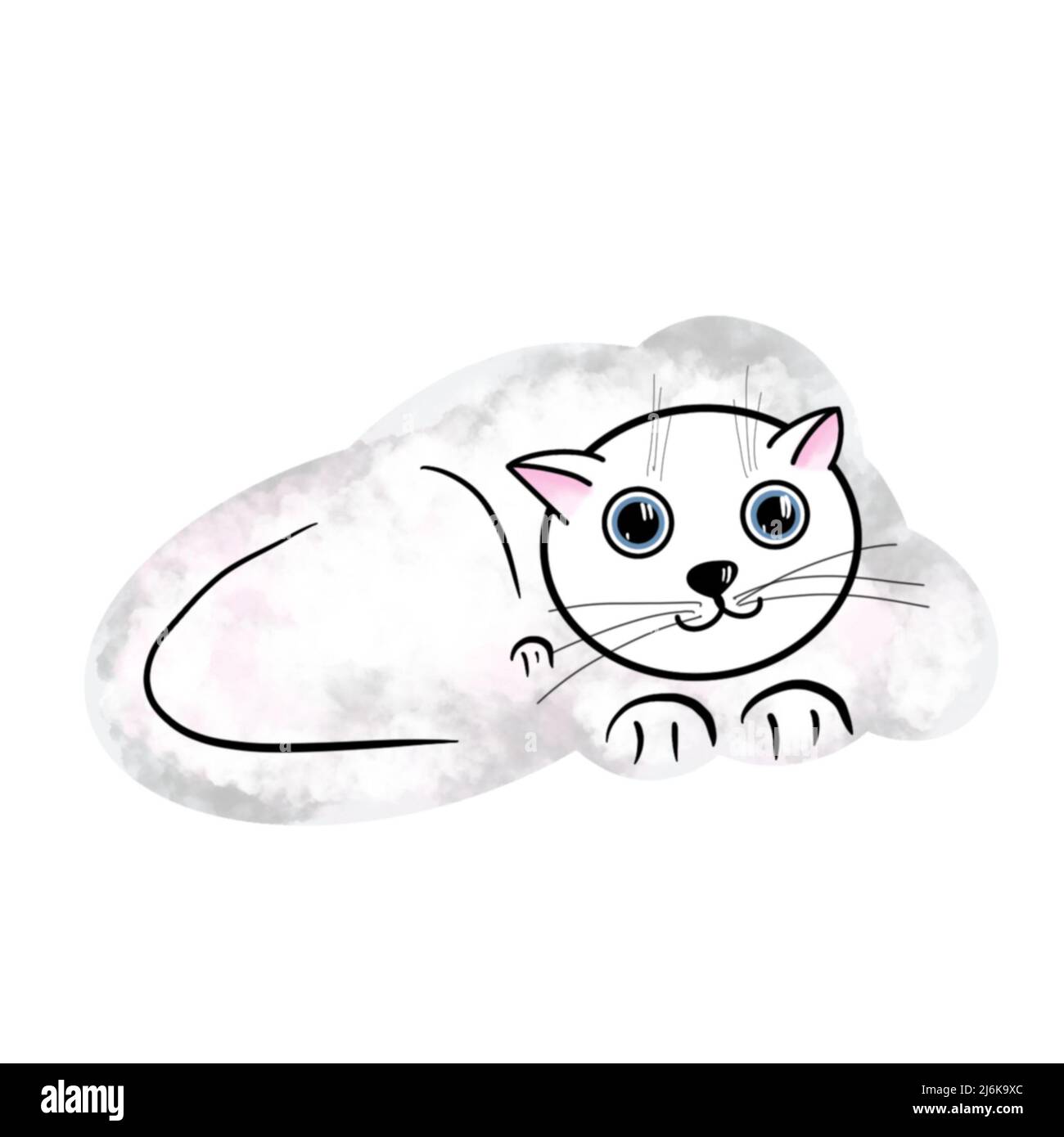 Jeu de chats de nuage de pesée sur fond blanc, clip-art, pour votre projet Banque D'Images