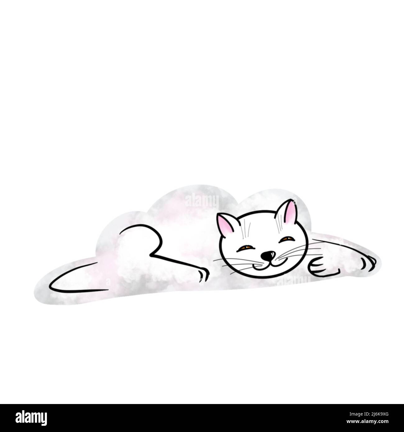 Jeu de chats de nuage de pesée sur fond blanc, clip-art, pour votre projet Banque D'Images
