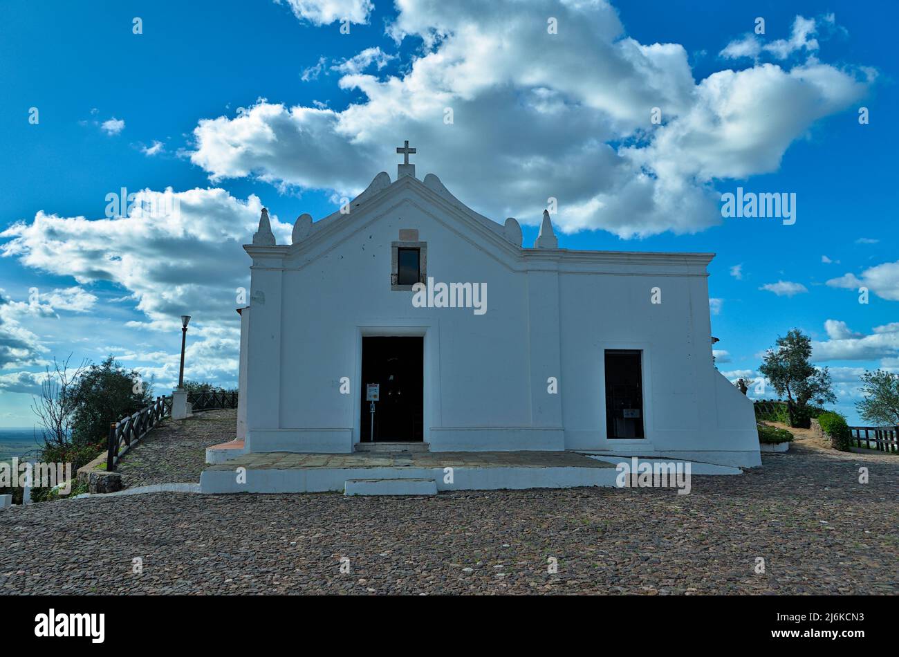 Église du Château d'Aljustement. Alentejo, Portugal Banque D'Images