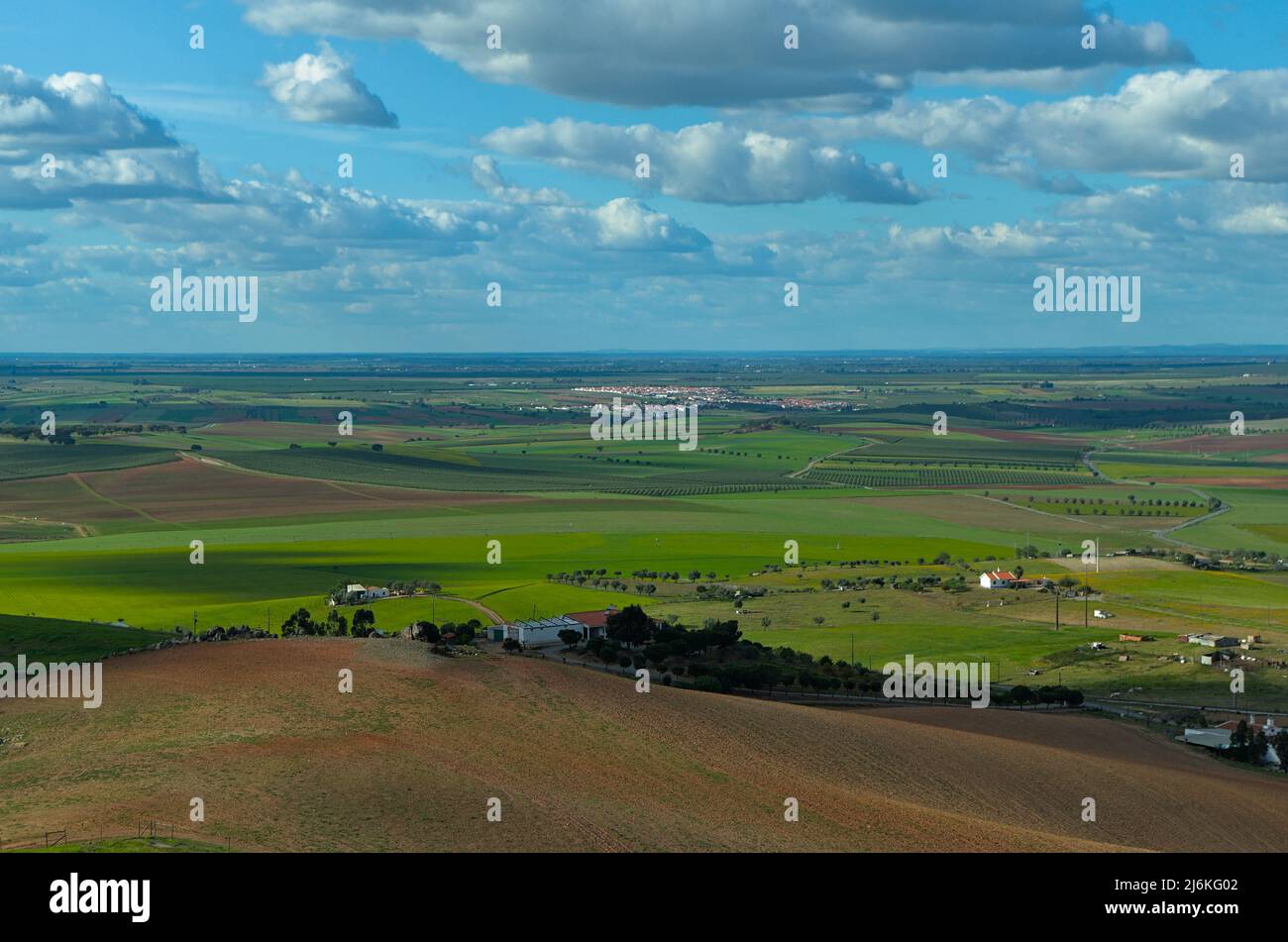 Paysage depuis le château d'Aljustement. Alentejo, Portugal Banque D'Images