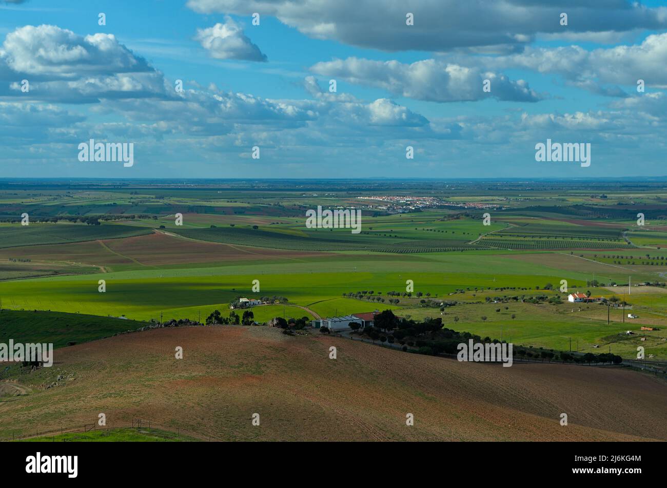 Paysage depuis le château d'Aljustement. Alentejo, Portugal Banque D'Images