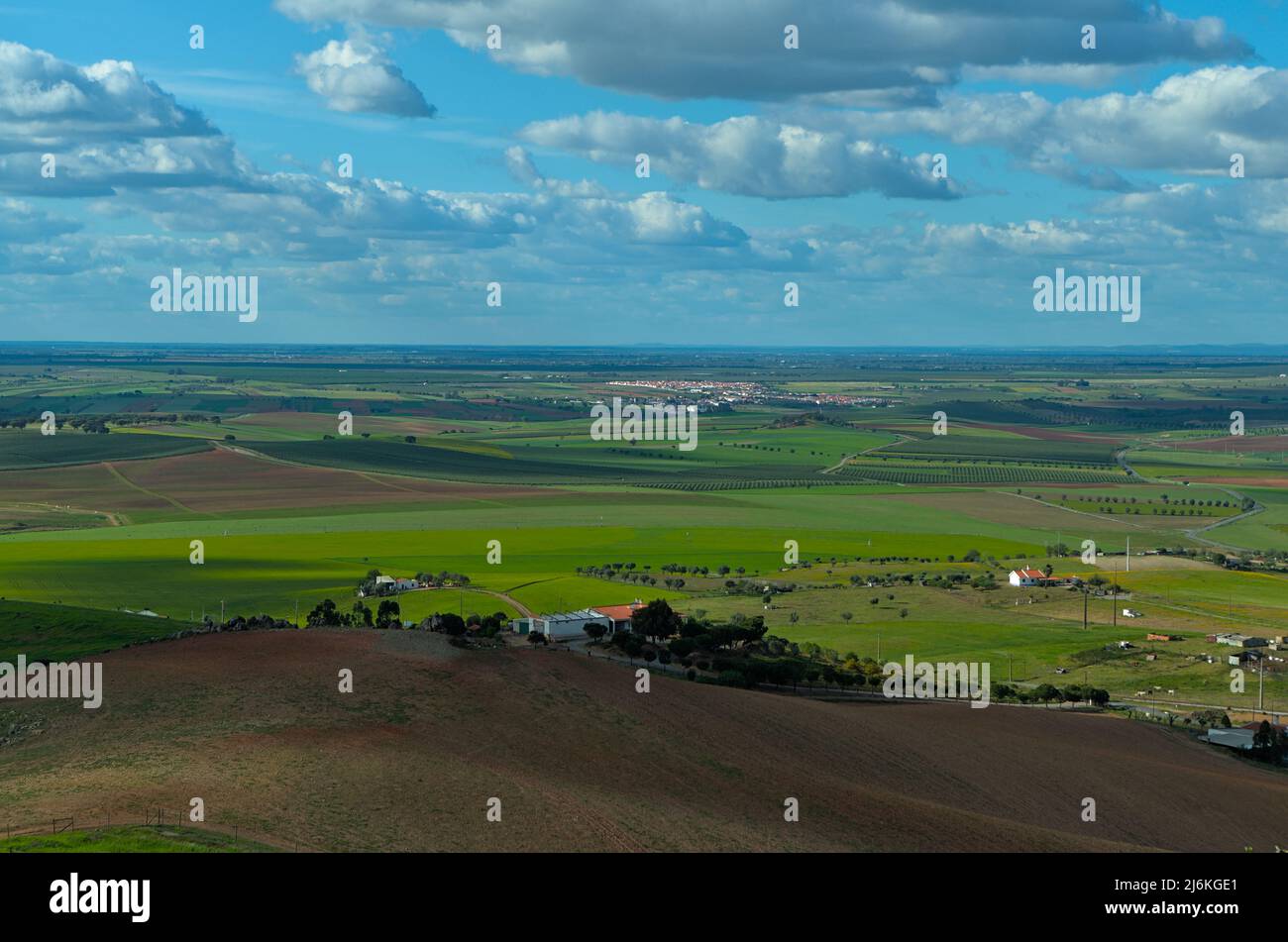 Paysage depuis le château d'Aljustement. Alentejo, Portugal Banque D'Images