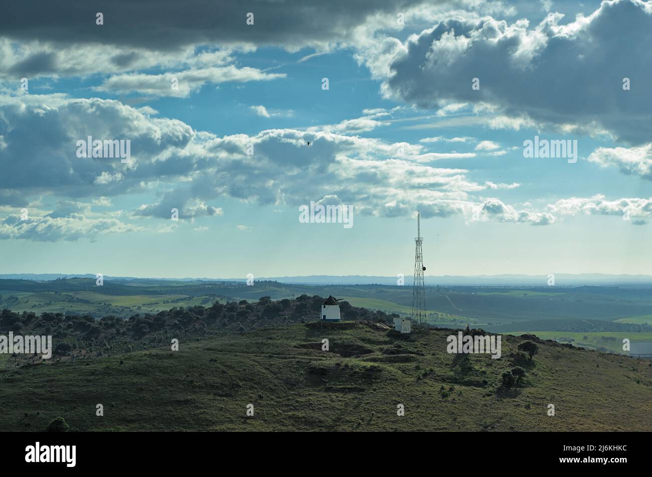 Paysage depuis le château d'Aljustement. Alentejo, Portugal Banque D'Images