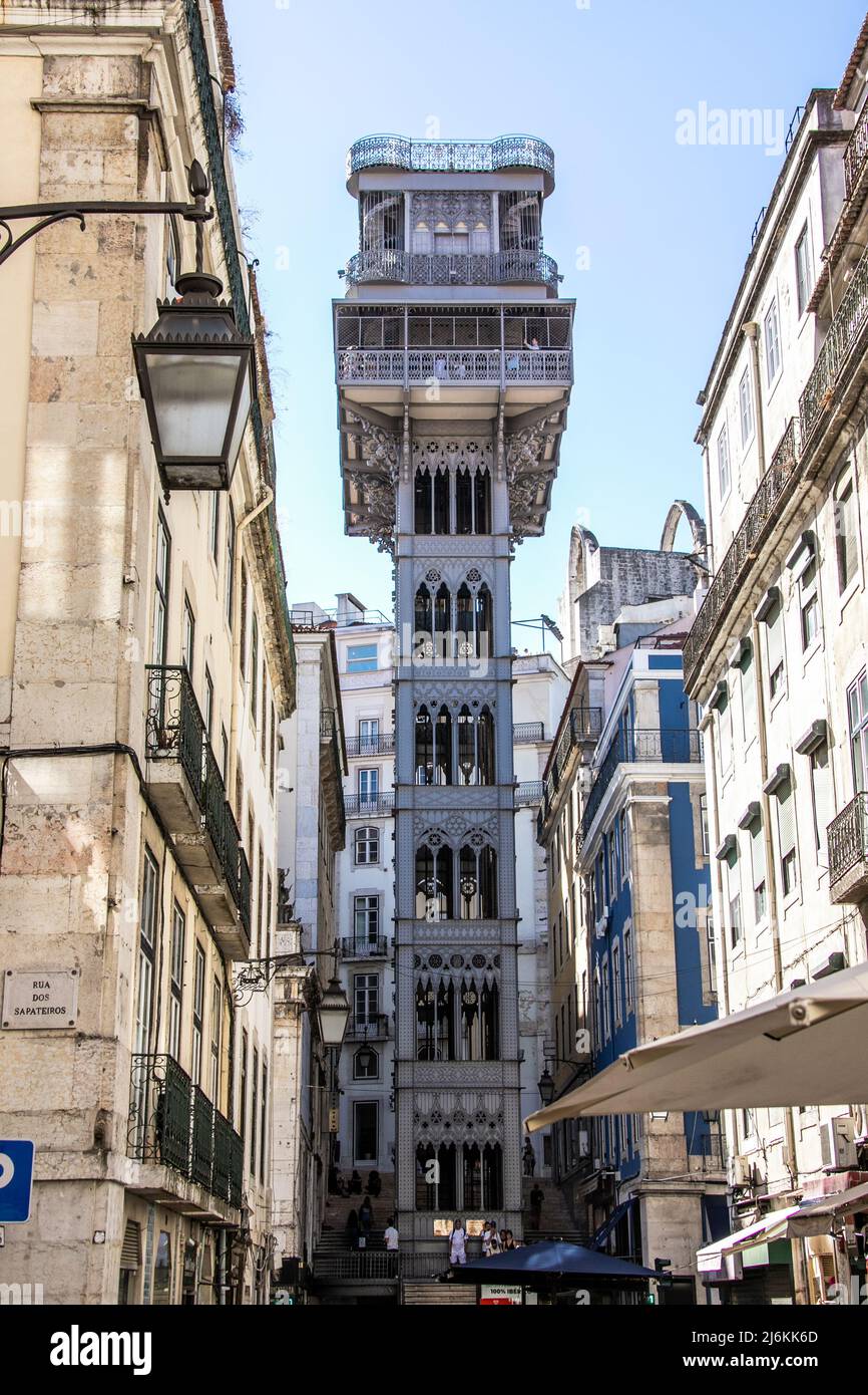 Ascenseur de Santa Justa ou Elevador de Santa Justa, Lisbonne, Portugal Banque D'Images