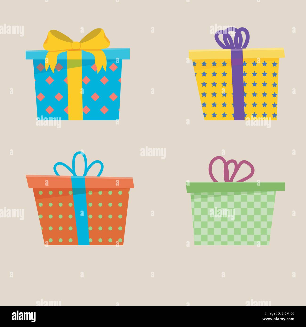 Jeu de différentes boîtes-cadeaux. Illustration vectorielle plate. Illustration de Vecteur