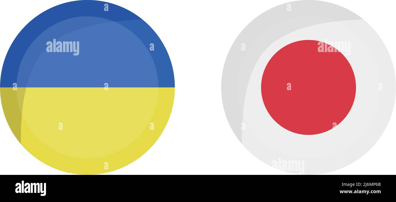 Ensemble de drapeaux ukrainiens et japonais. Vecteur modifiable. Illustration de Vecteur