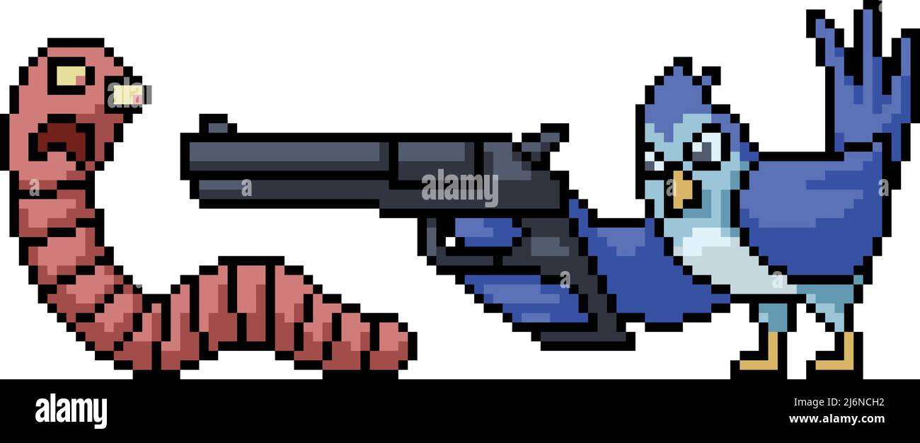 illustration pixel du pistolet de pointage d'oiseau Illustration de Vecteur