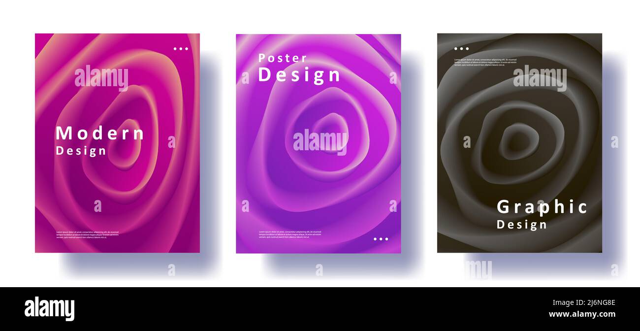 Ensemble d'affiches avec toile de fond abstraite de 3D cercles fluides. Illustration vectorielle Illustration de Vecteur