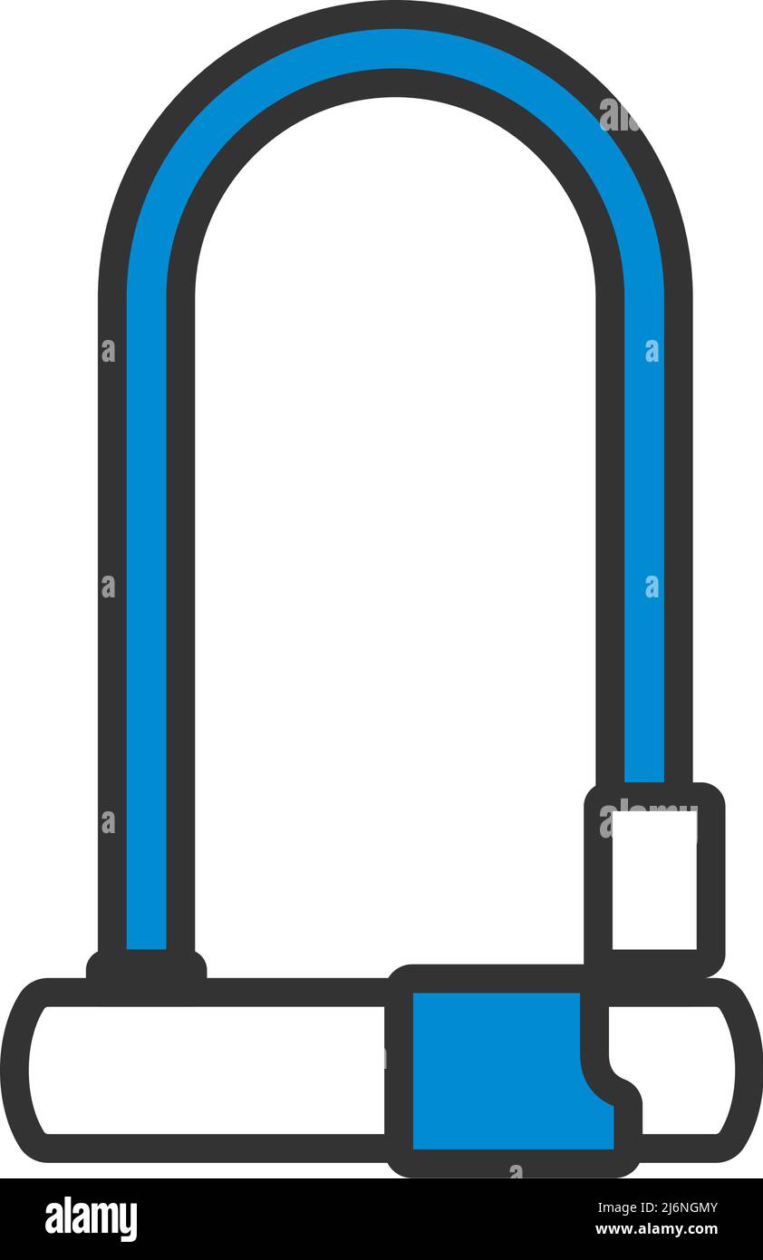 Icône de verrouillage de vélo. Contour gras modifiable avec Color Fill Design. Illustration vectorielle. Illustration de Vecteur