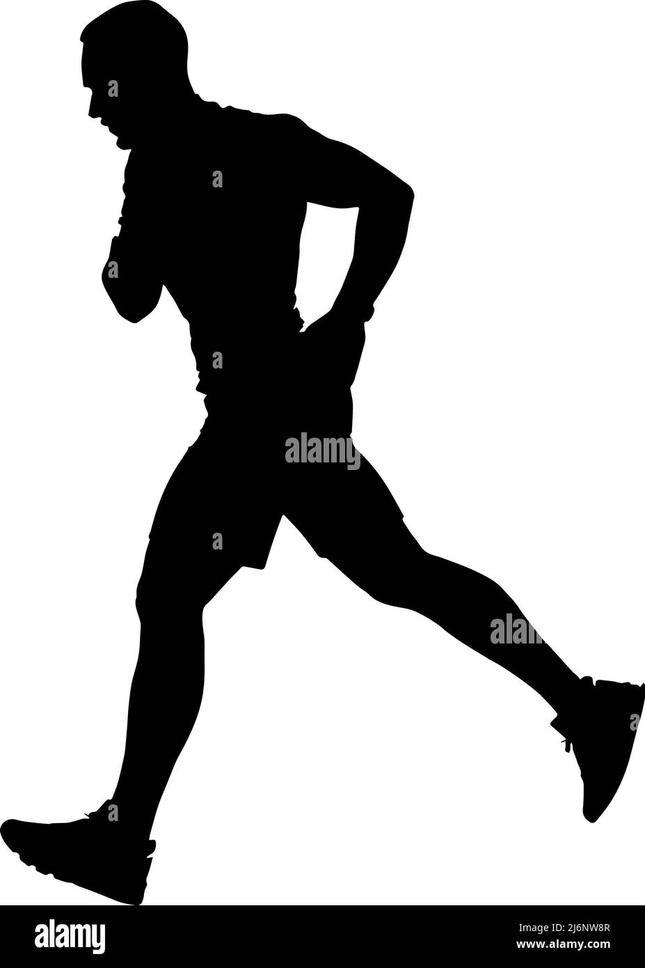 Silhouette de vecteur de coureur, silhouette de profil de personne masculine athlétique, idée de marathon, concept de course, couleur noire isolée sur fond blanc Illustration de Vecteur