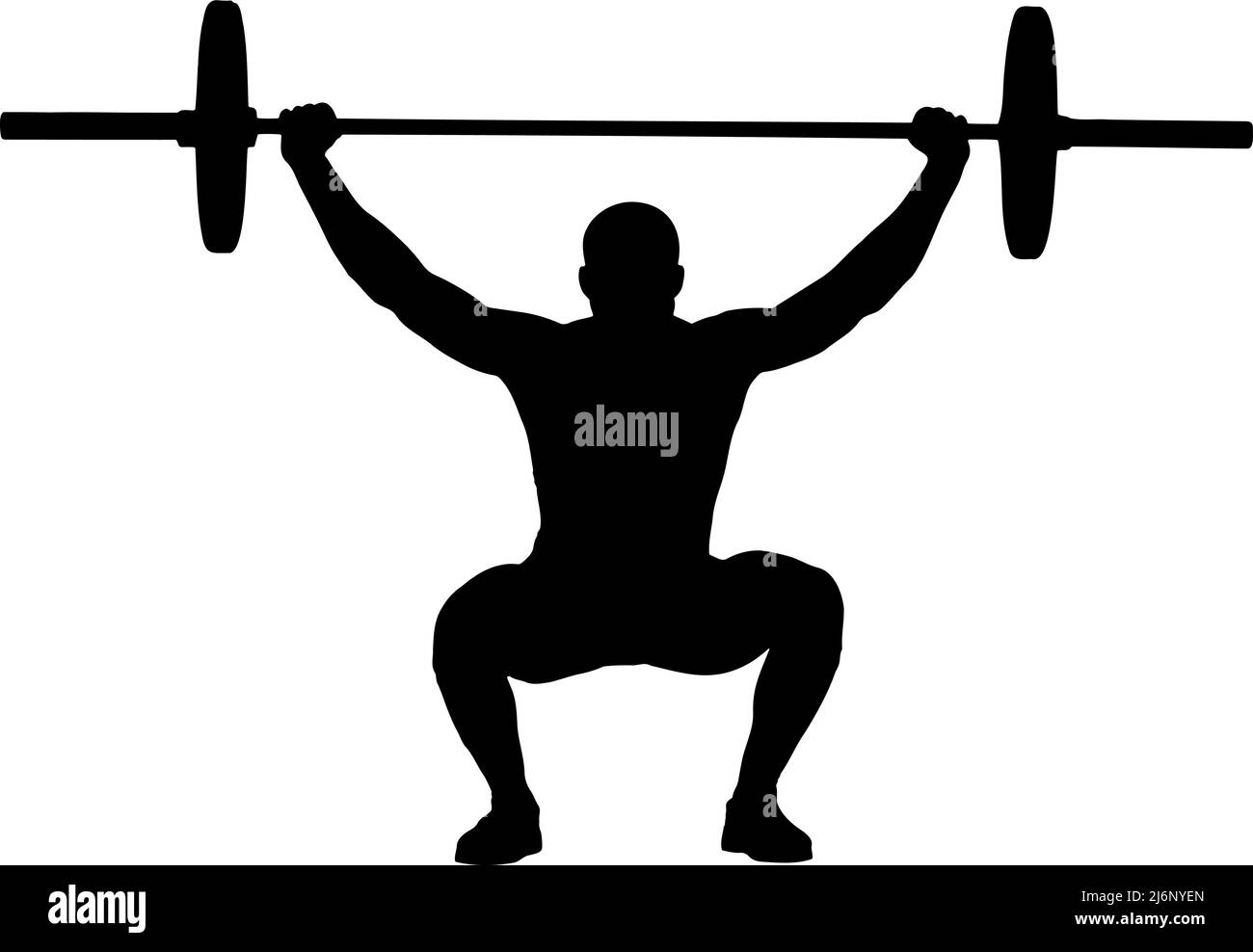 Silhouette de vecteur de levée de poids, barbell de levage d'homme musculaire, concept de forme physique, idée de muscle, couleur noire isolée sur fond blanc Illustration de Vecteur