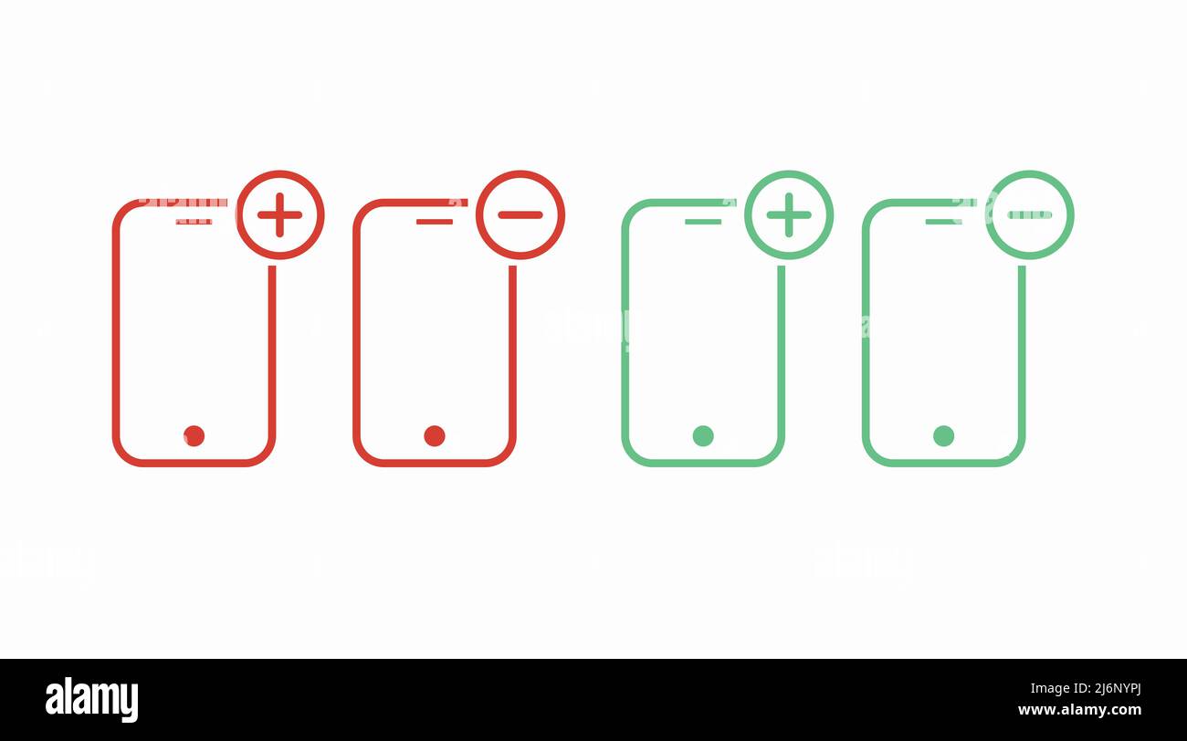 Jeu d'icônes moins smartphone plus. Jeu d'illustrations modifiables isolées par vecteur Illustration de Vecteur