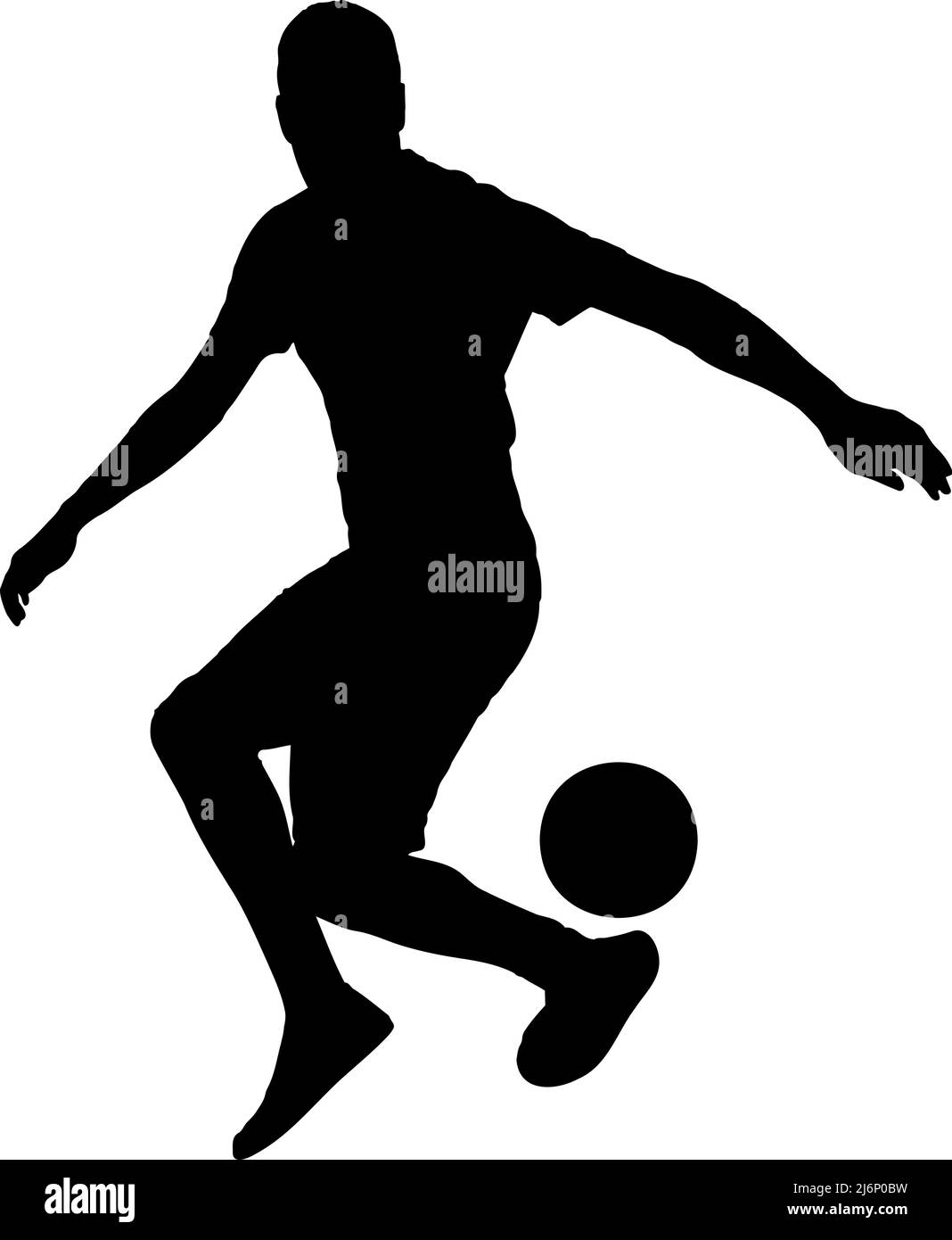 Jonglez avec une silhouette de ballon de football, football, homme ballon rebondir concept de silhouette, sport idée, couleur noire isolée sur fond blanc Illustration de Vecteur