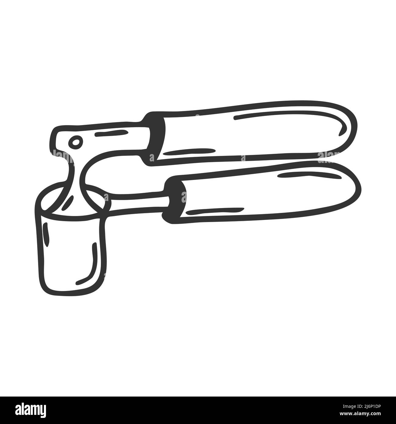 Le concasseur à ail. Presse à ail. Accessoires de cuisine, ustensiles de cuisine. Élément de conception pour la conception de menus, les recettes et l'emballage des aliments. Dessiné à la main et moi Illustration de Vecteur