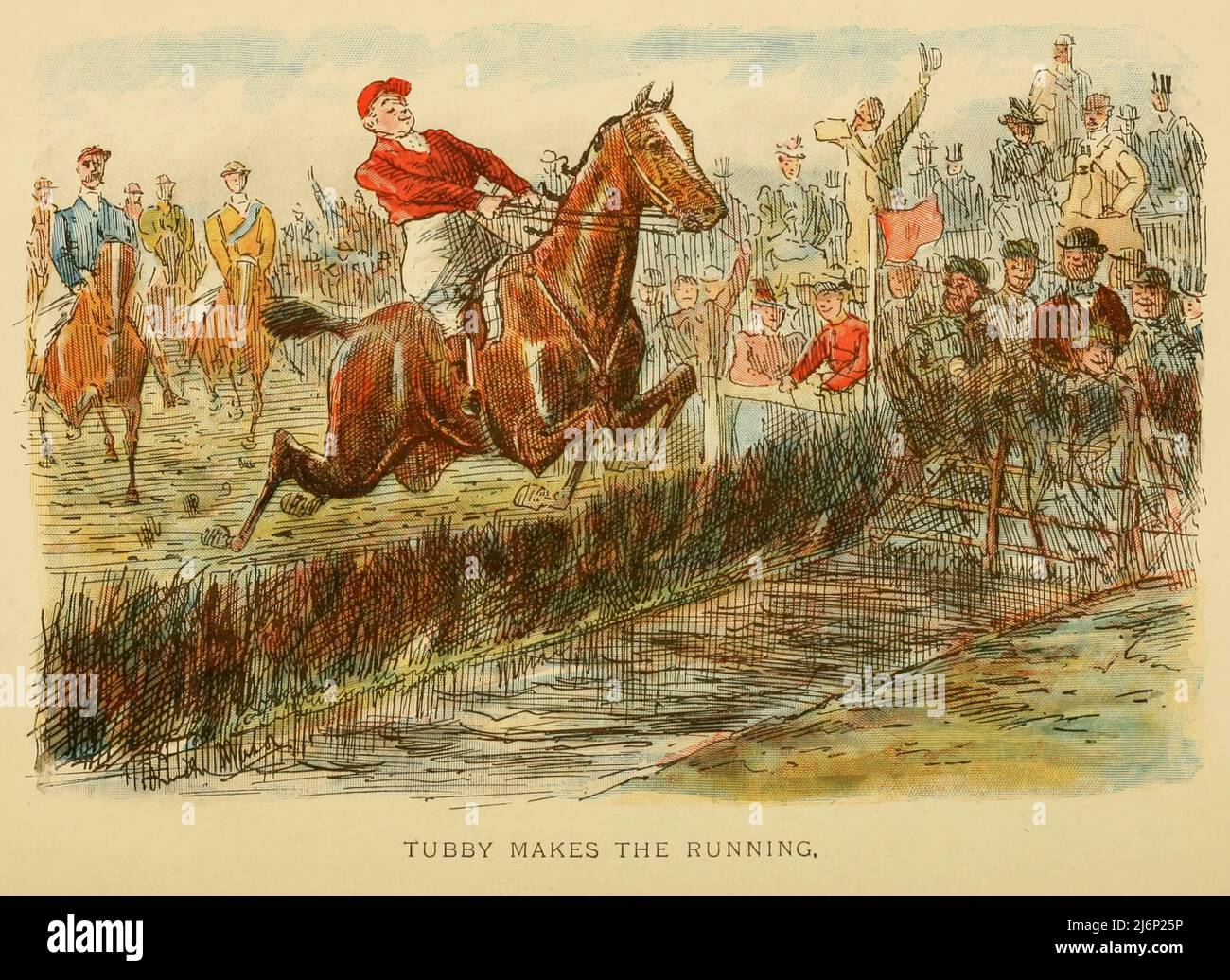 Tubby fait l'illustration de caricature humoristique en cours d'exécution du livre ' le renard tamé : et d'autres croquis ' par (George) Finch Mason, Date de publication 1896 Londres : Hurst et Blackett Banque D'Images