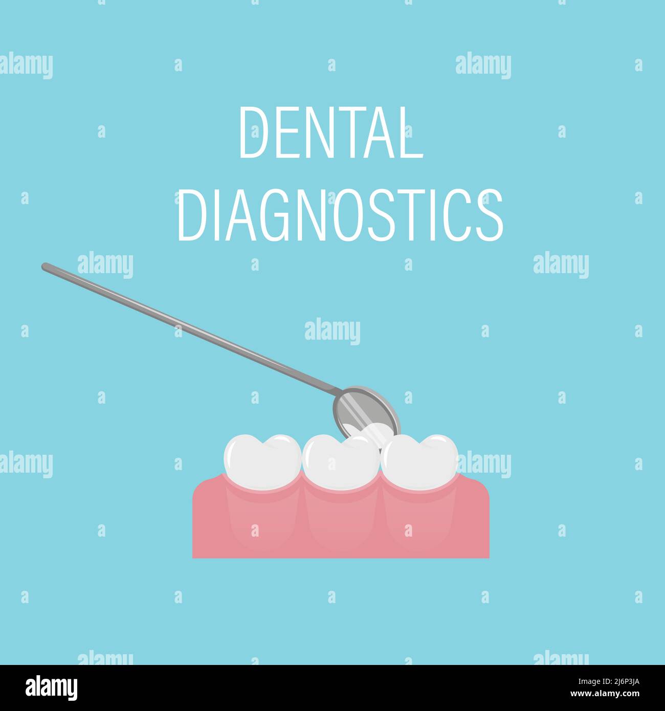 Examen dentaire des dents avec un miroir et des outils. Rendez-vous dentaire professionnel préventif. Une bouche ouverte avec des dents blanches. Hygiène bucco-dentaire. Dentaire Illustration de Vecteur