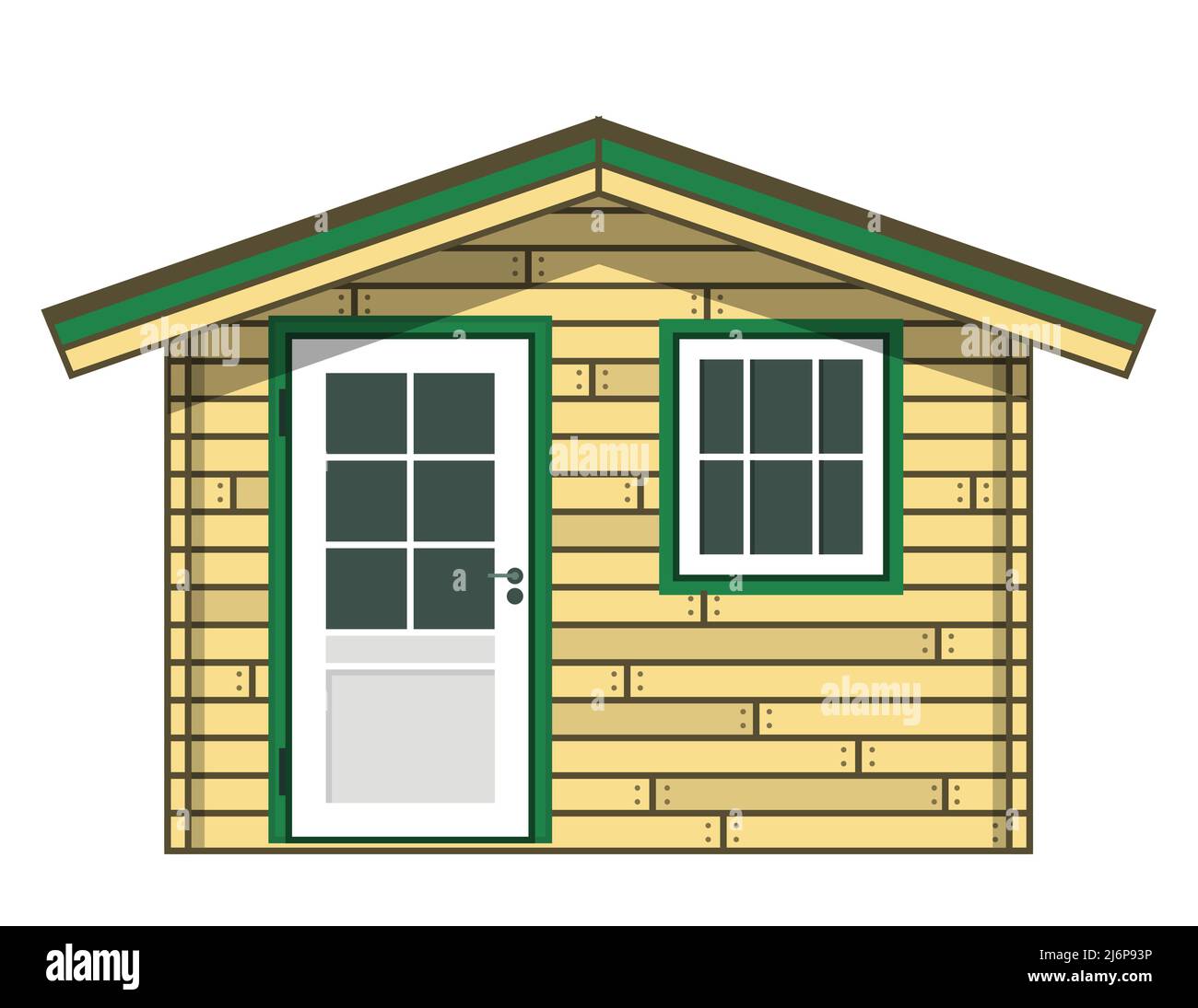 Petite maison de jardin boarée, petite hovelle en bois, façade de cabine de jardinage en planche, vecteur Illustration de Vecteur