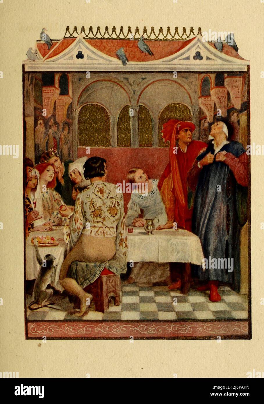 La nouvelle vie de Dante Alighieri; par Dante Alighieri, 1265-1321; traduit en anglais par Dante Gabriel Rossetti, 1828-1882; et illustré par Evelyn Paul, Date de publication 1915 Editeur Coventry George G. Harrap. La Vita Nuova (The New Life) ou Vita Nova (titre latin) est un texte de Dante Alighieri publié en 1294. C'est une expression du genre médiéval de l'amour courtois dans un style prosimetrum, une combinaison de prose et de verset. Banque D'Images