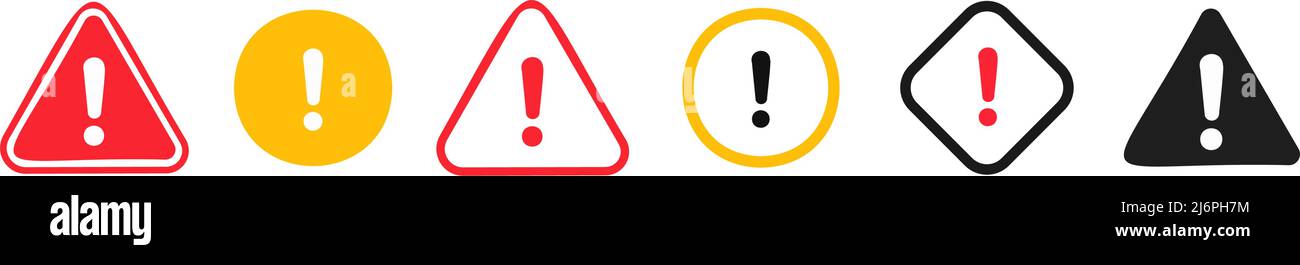 point d'exclamation signe d'avertissement orange et rouge stop symbole de danger triangulaire tracé modifiable Illustration de Vecteur