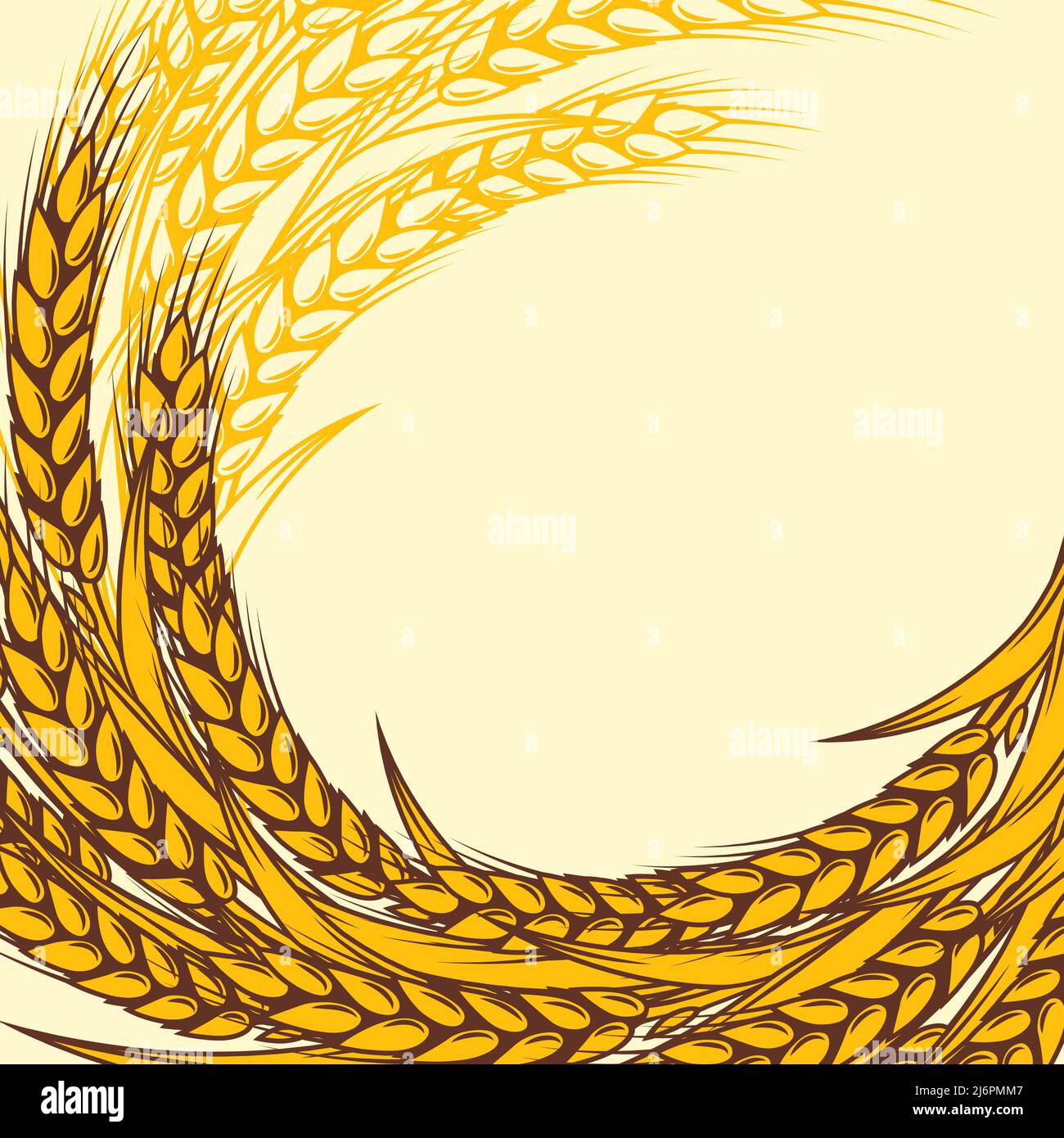 Arrière-plan avec le blé. Image agricole avec des oreilles dorées naturelles d'orge ou de seigle. Illustration de Vecteur