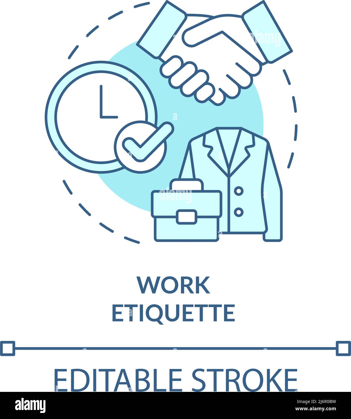 Étiquette de travail turquoise concept icône Illustration de Vecteur