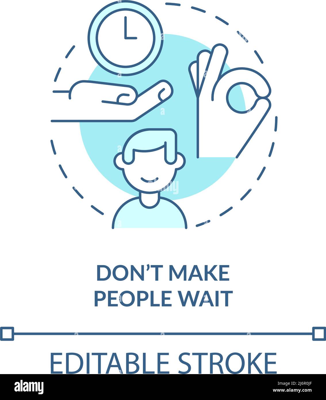 Ne laissez pas les gens attendre icône de concept turquoise Illustration de Vecteur