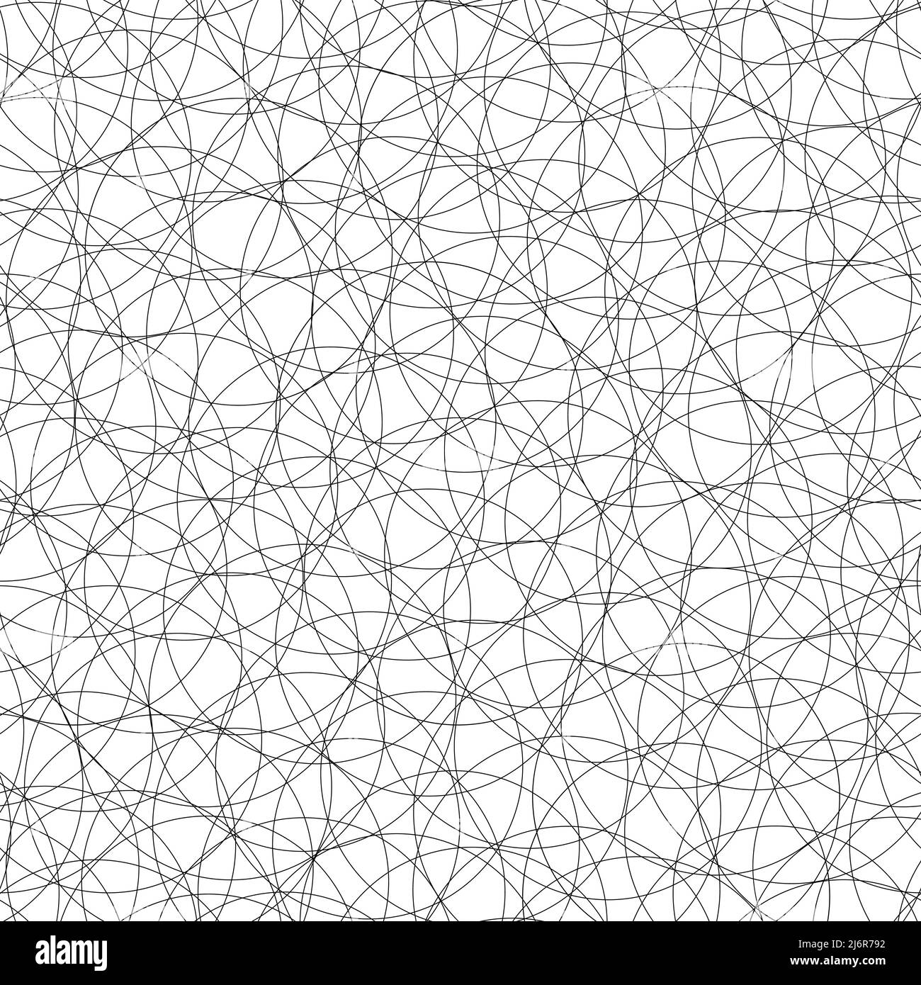 Arrière-plan enchevêtré d'un contour noir fin chevauchant des cercles Illustration de Vecteur