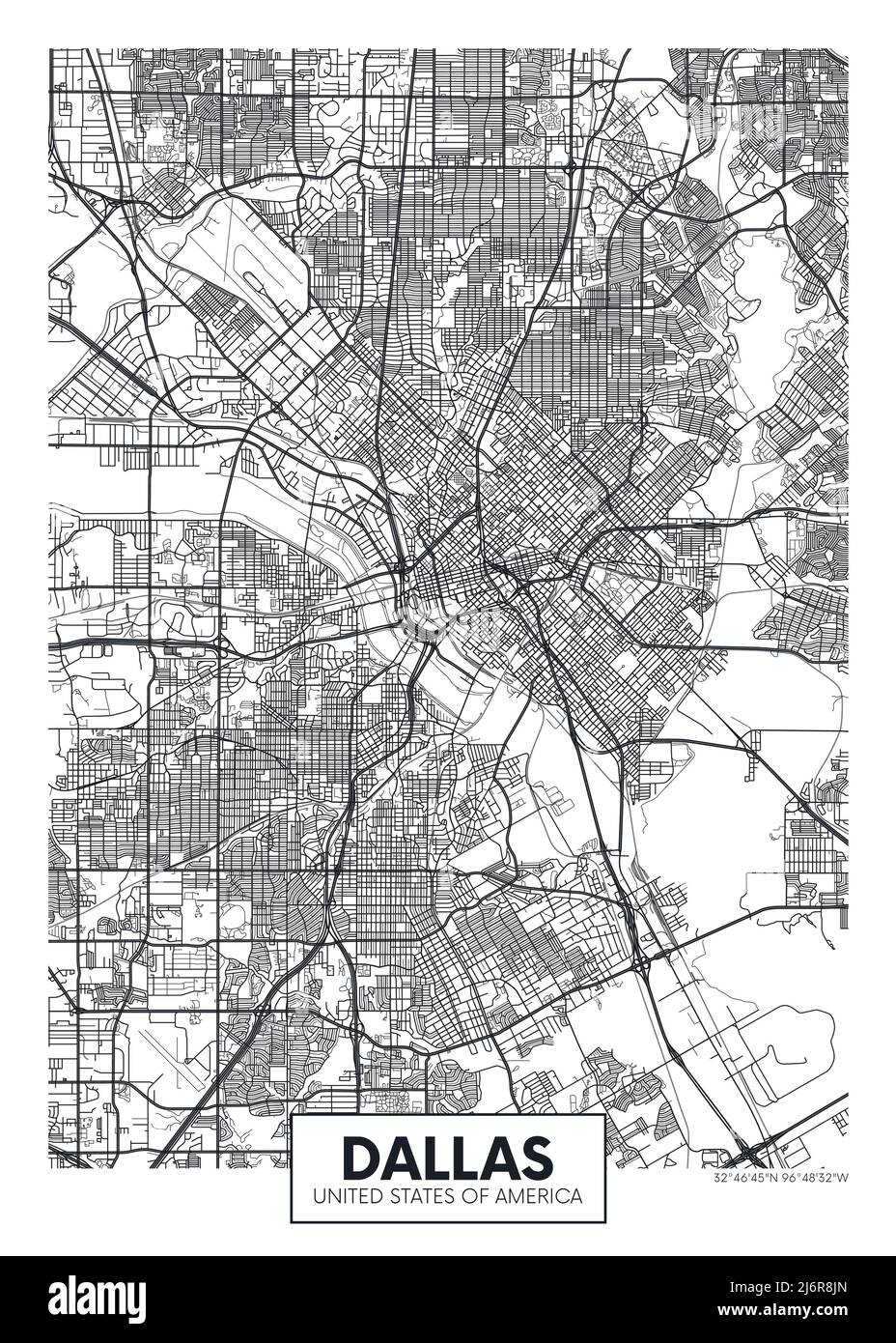 Plan de la ville de Dallas, motif poster vecteur de voyage Illustration de Vecteur