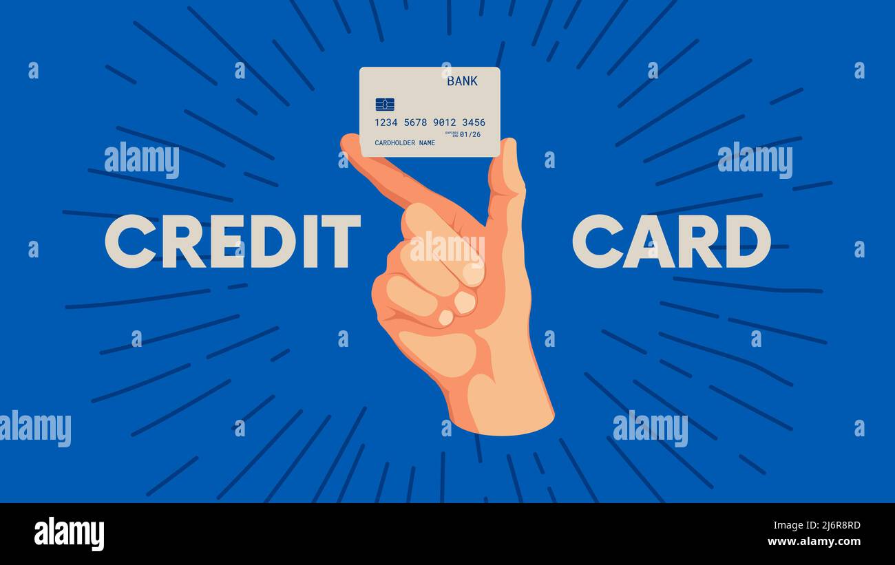 La main humaine tient carte de crédit, les antécédents d'affaires l'envoi et la réception d'argent sans fil, le transfert d'argent vecteur de marketing concept Illustration de Vecteur