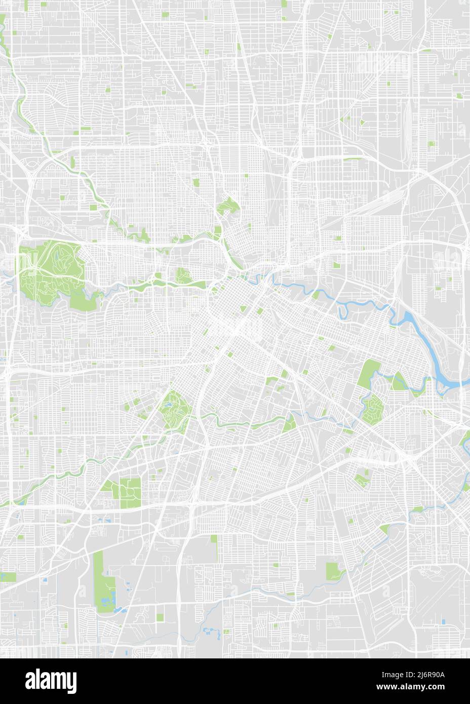 Plan de la ville de Houston, plan détaillé en couleur, illustration ...