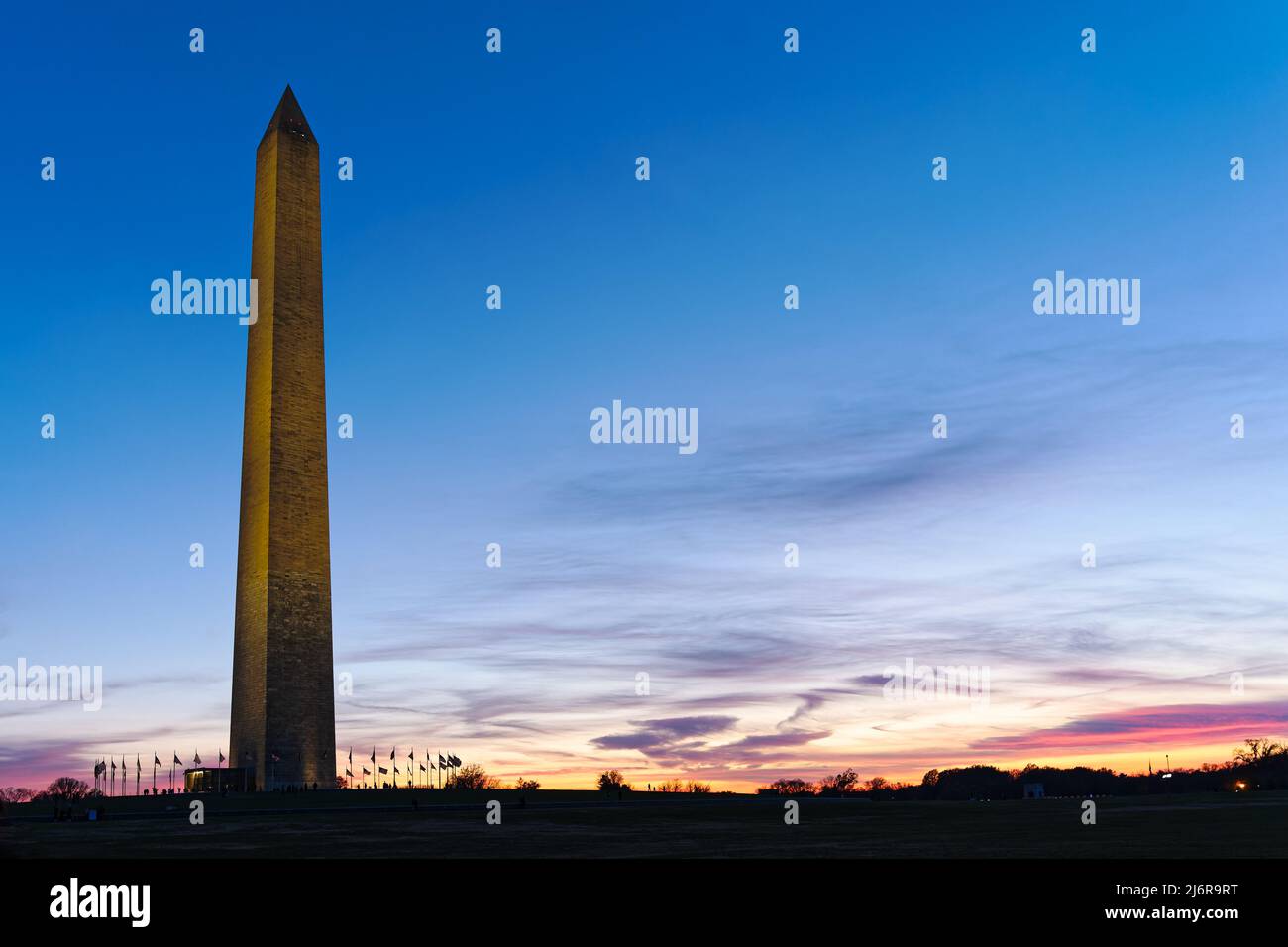 Washington Monument à Washington, DC au coucher du soleil Banque D'Images