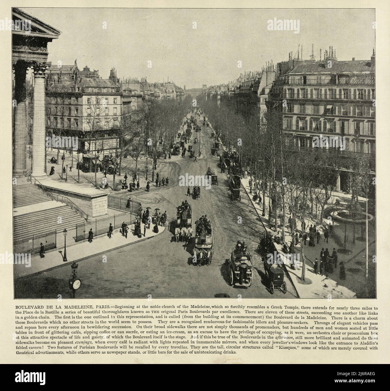 Photographie antique du boulevard de la Madeleine, Paris 19th siècle Banque D'Images