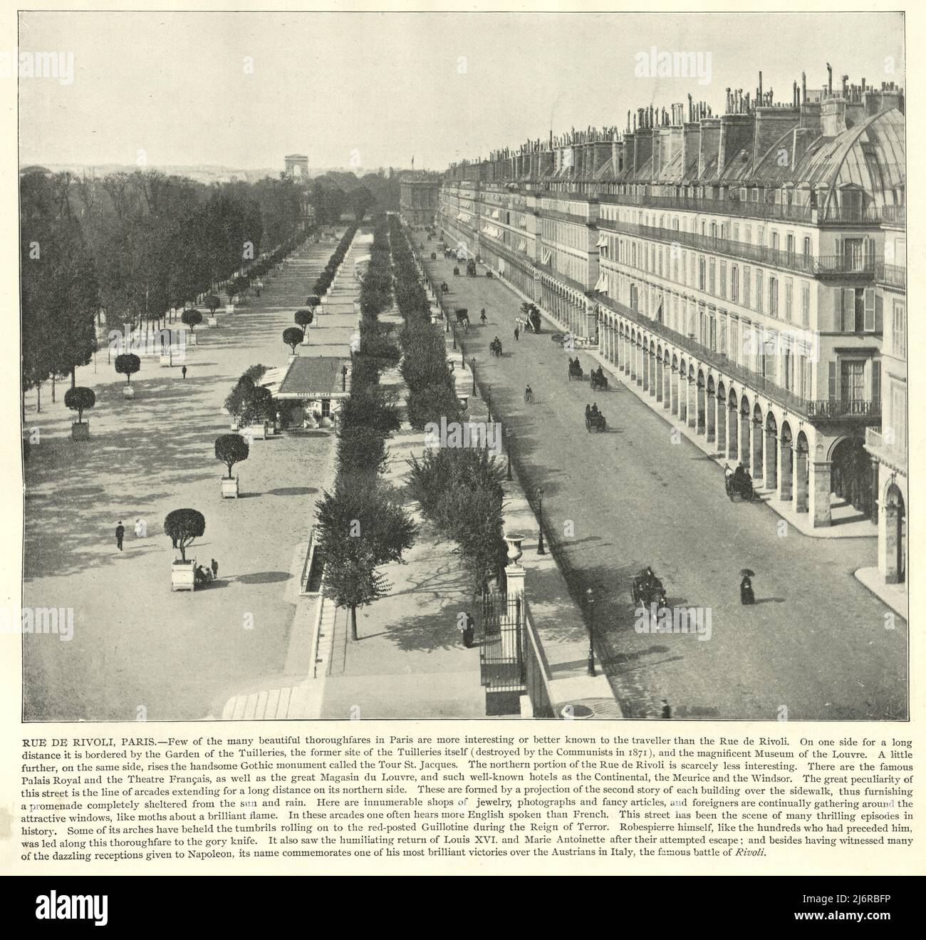 Photographie antique de la rue de Rivoli, Paris, France, 19th siècle Banque D'Images