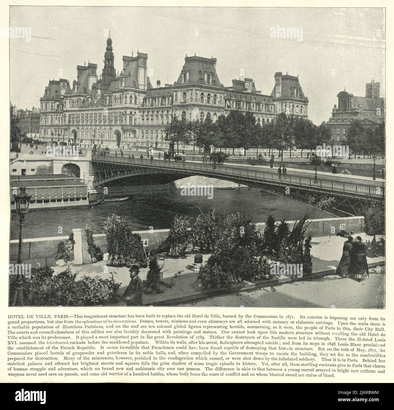 Photographie ancienne de l'Hôtel de ville, Paris 19th Century Banque D'Images